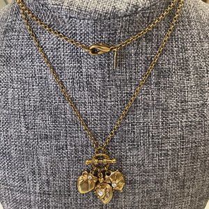 1928 Gold Necklace With Three Hearts ~ NWOT